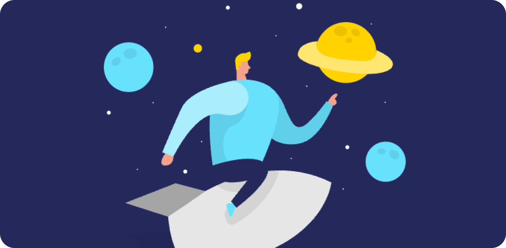 宇宙を旅する人物のイラスト